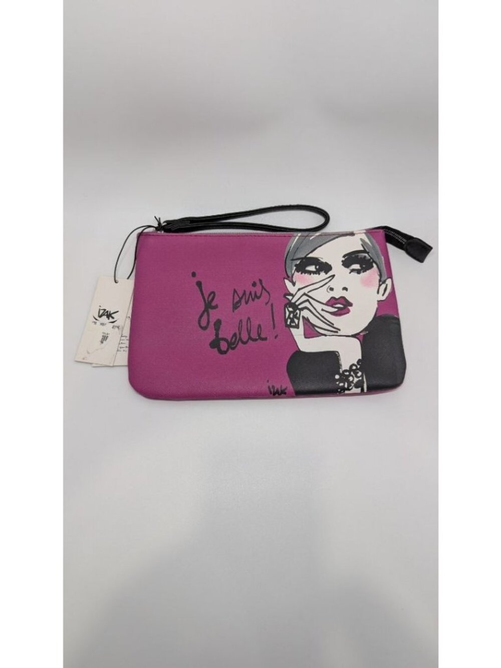 IZAK Purple "Le Suis Belle" Zippered Wristlet Pouch